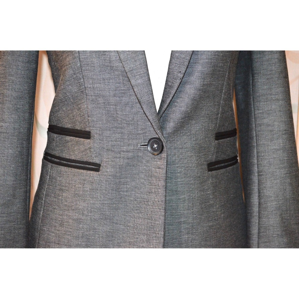 Express Gray 2pcs Skirt & Jacket Set Womens Size 2 Poly Cotton Viscose Spandex - Picture 3 of 16